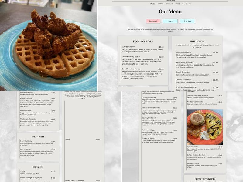Avalon Diner Menu