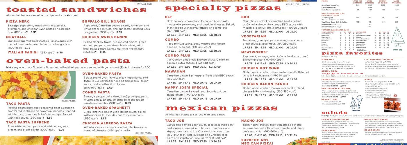 Happy Joe's Pizza & Ice Cream - LeClaire Menu