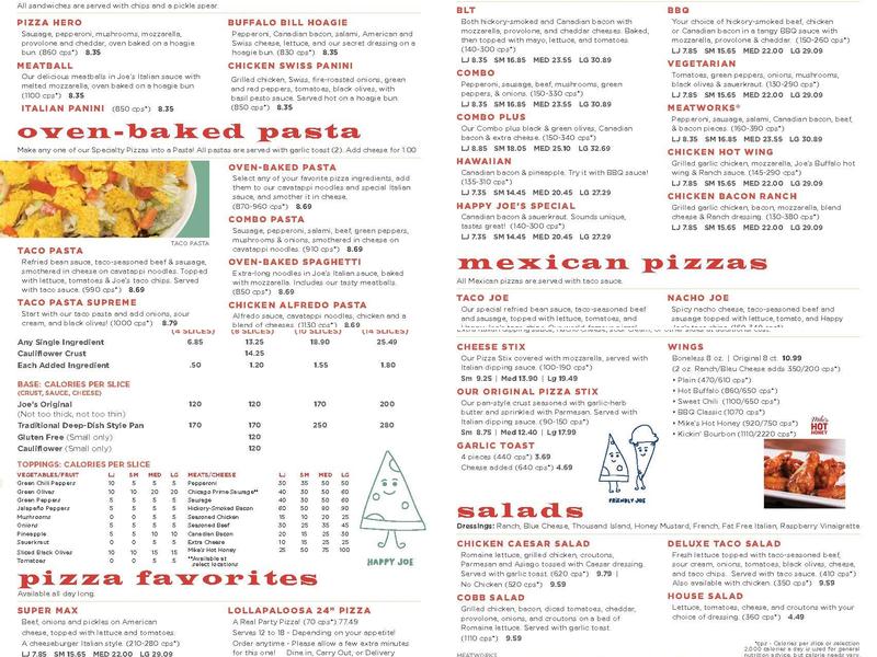 Happy Joe's Pizza & Ice Cream - LeClaire Menu