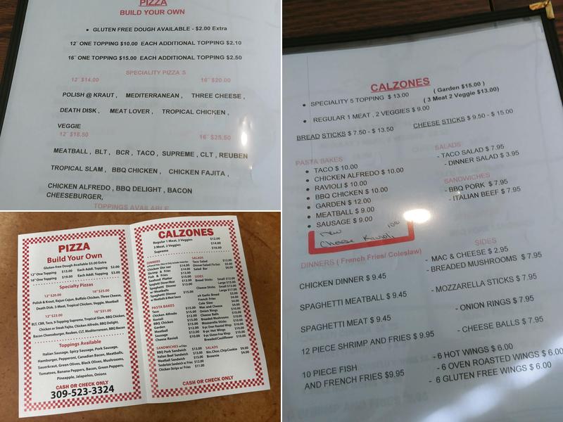 Riverbend Pizza Place Menu