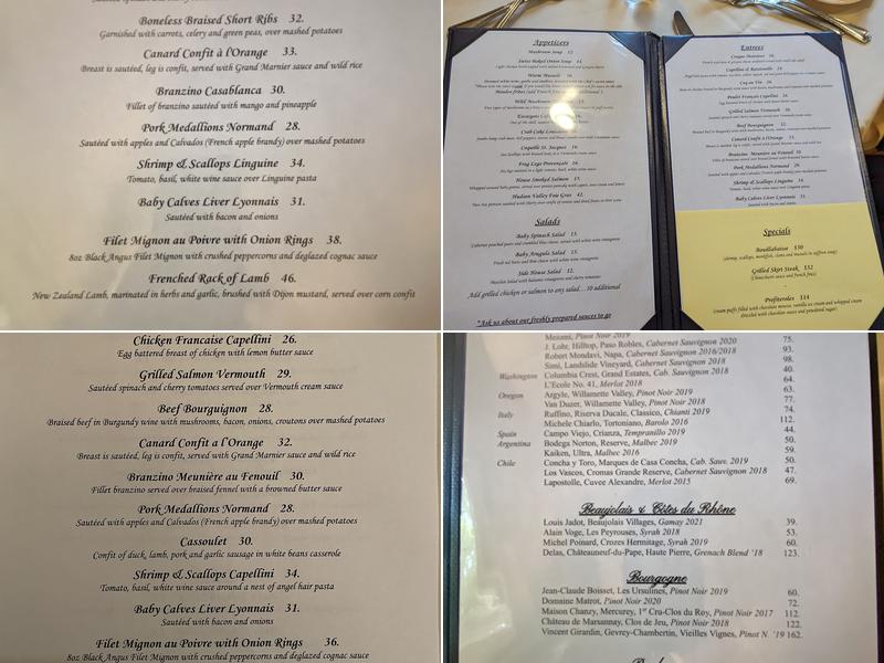 Madeleine's Petit Paris Menu