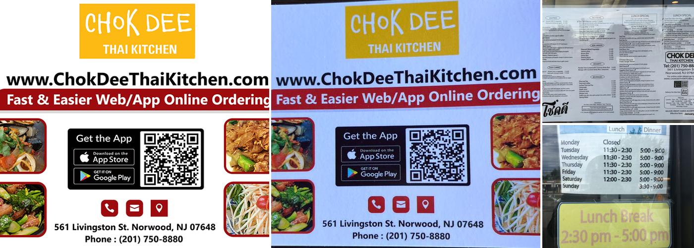 Chok Dee Thai Kitchen Menu