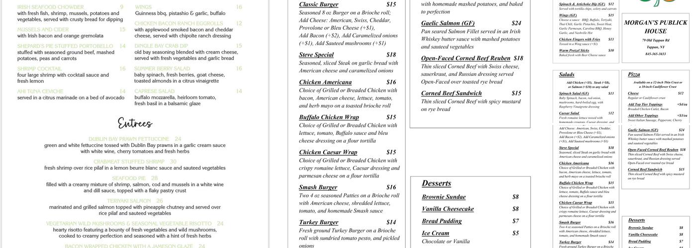 Morgan's Publick House Menu