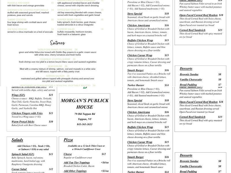 Morgan's Publick House Menu