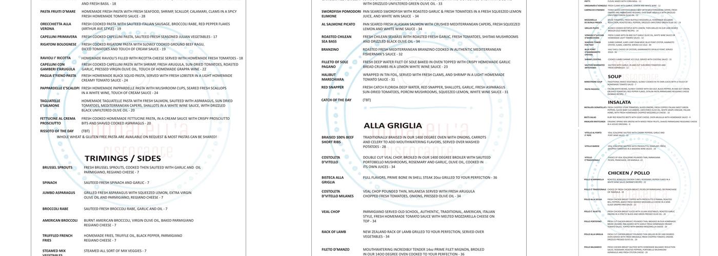 Donatella Ristorante Menu