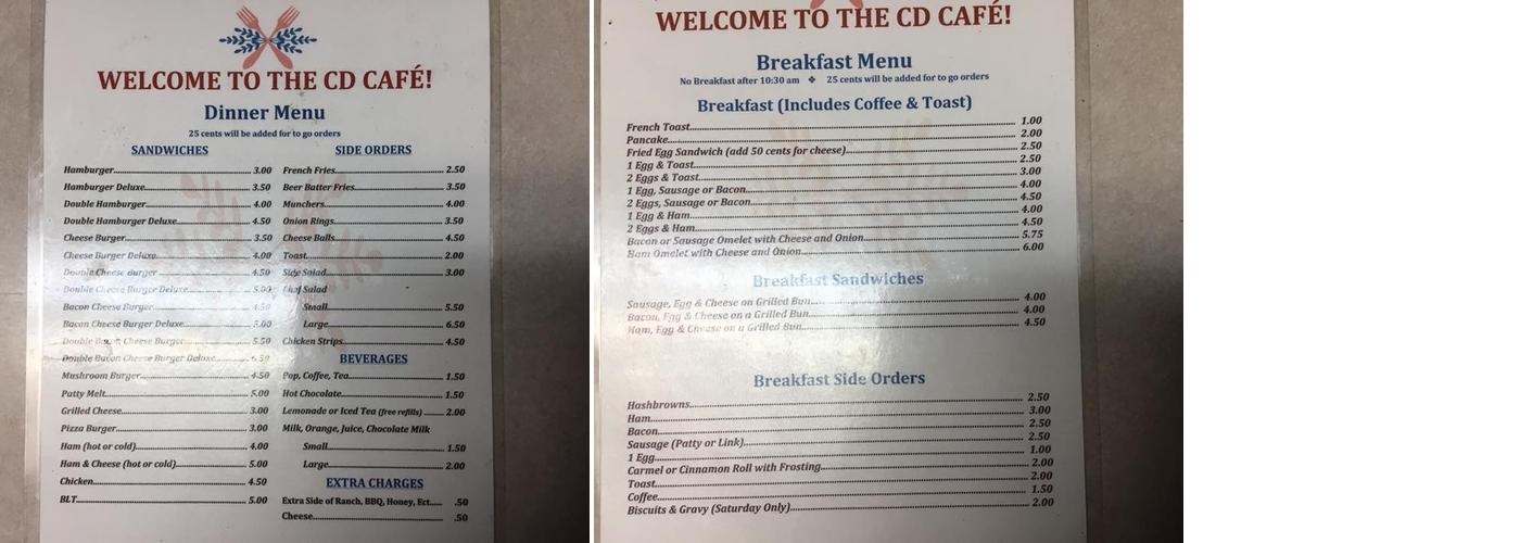 CD Cafe Menu