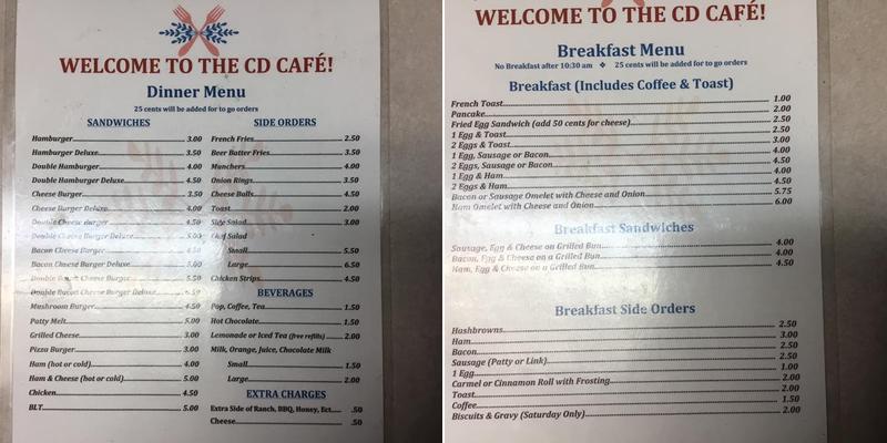 CD Cafe Menu