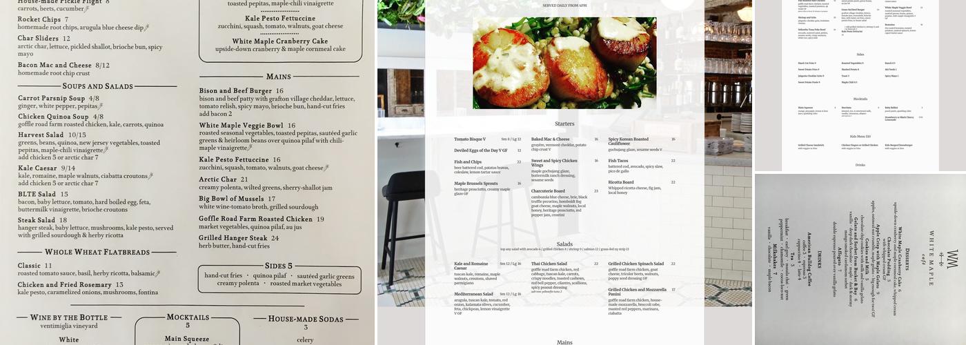 White Maple Café Menu