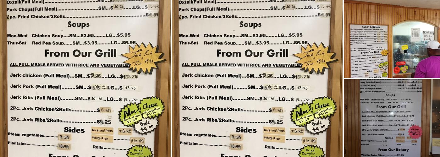 Max & Me Jamaican Restaurant & Bakery Menu