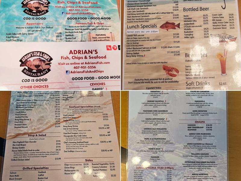 𝗔𝗱𝗿𝗶𝗮𝗻'𝘀 𝗙𝗶𝘀𝗵 & 𝗖𝗵𝗶𝗽𝘀 𝗣𝗲𝗿𝘂𝘃𝗶𝗮𝗻 Restaurant Menu