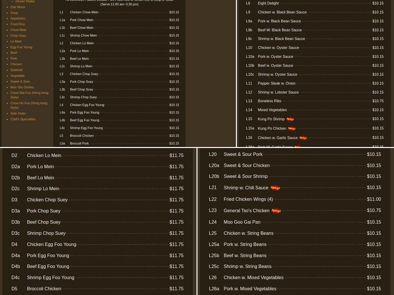 Fong Xing Menu
