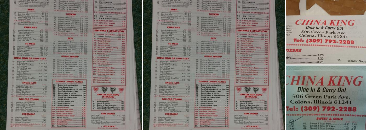 China King Menu