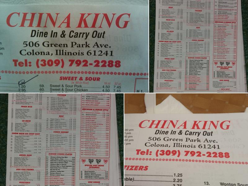 China King Menu
