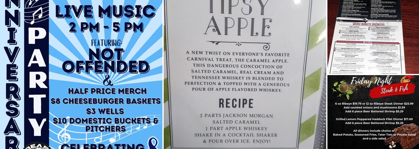 Grease Monkeys Sports Bar And Grill Menu