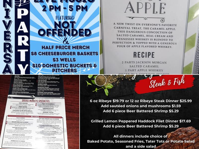 Grease Monkeys Sports Bar And Grill Menu