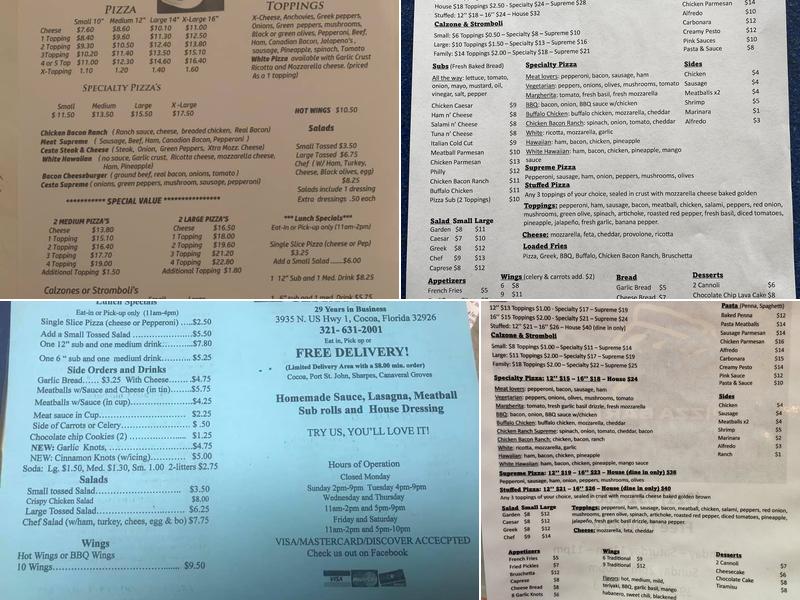 Stevo’s Pizza Bar Menu