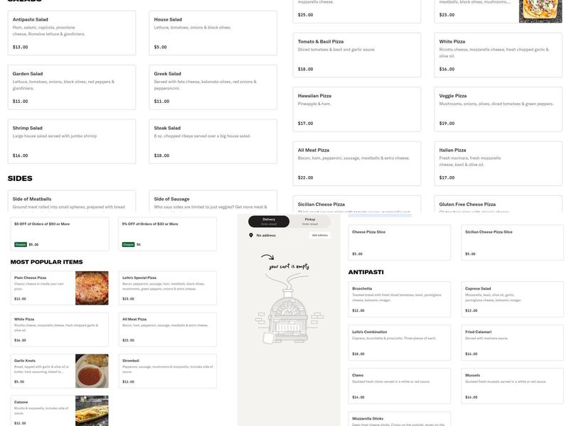 Lello's Ristorante Pizzeria Menu