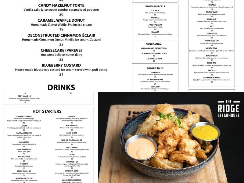 The Ridge Steakhouse Menu