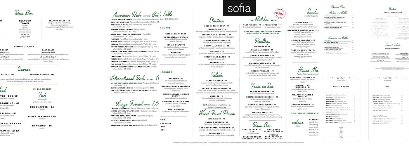 Sofia Menu