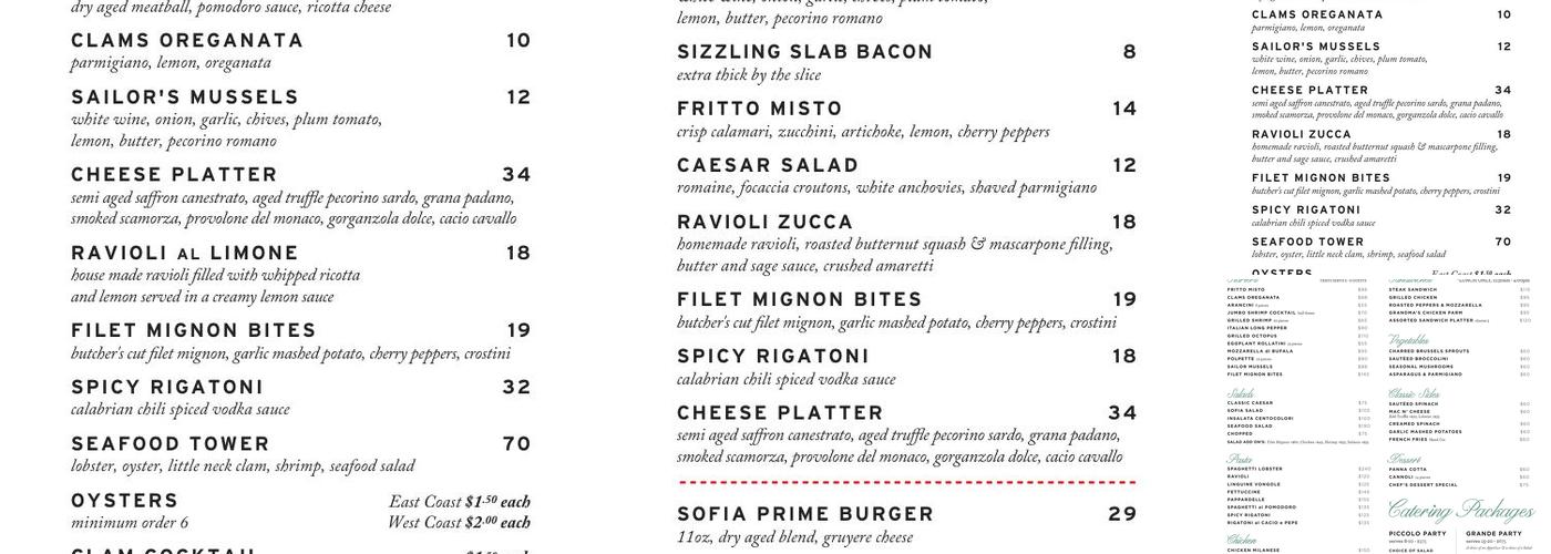 Sofia Menu