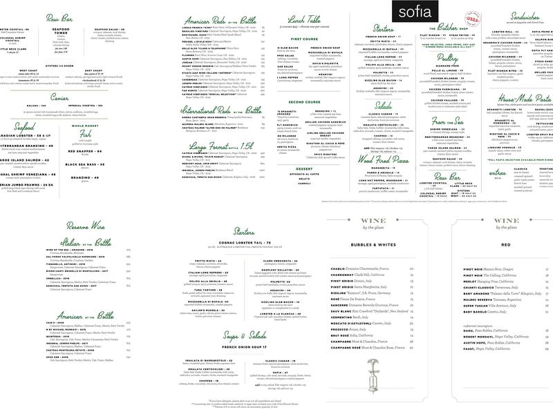 Sofia Menu