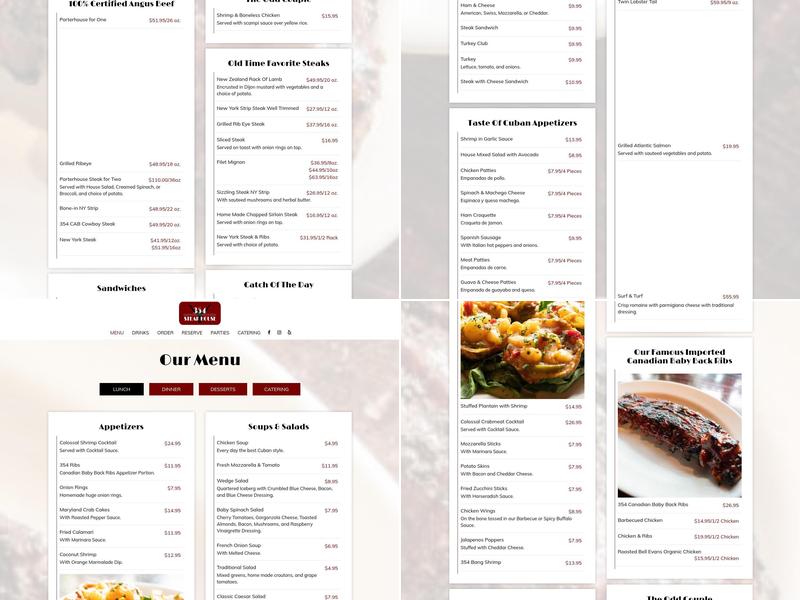 354 Steakhouse Menu