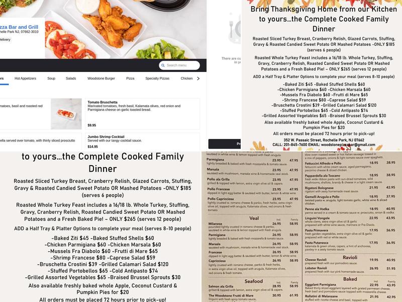 Woodstone Pizza Bar & Grill Menu