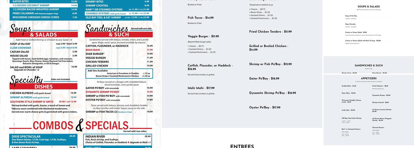 Dixie Crossroads Menu