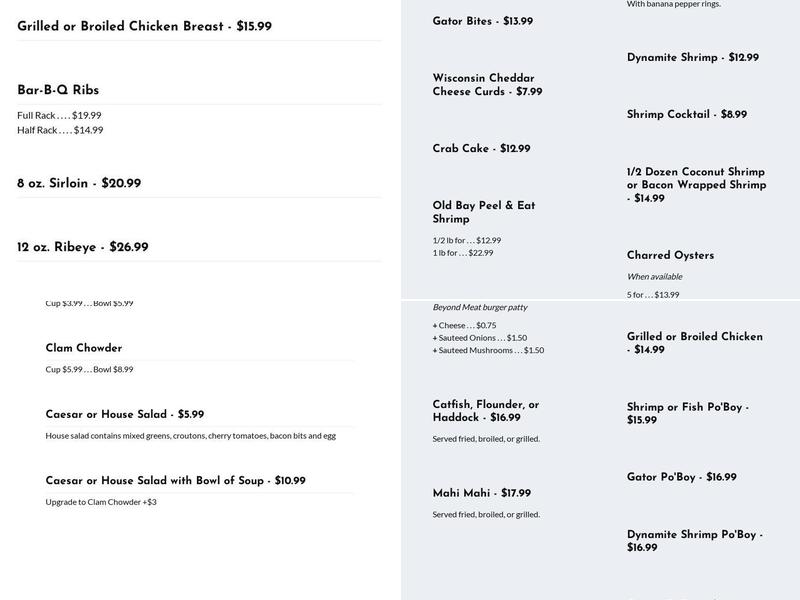 Dixie Crossroads Menu