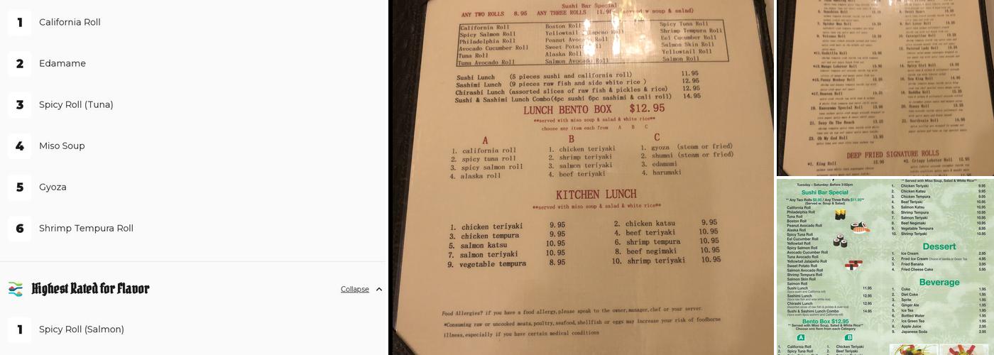 Yoma Yama Sushi Menu