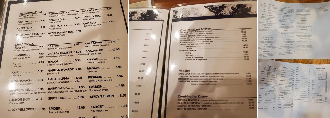 Hinode Japanese Restaurant Menu