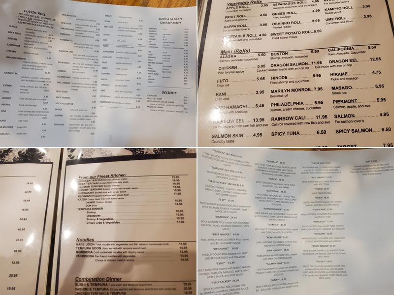 Hinode Japanese Restaurant Menu