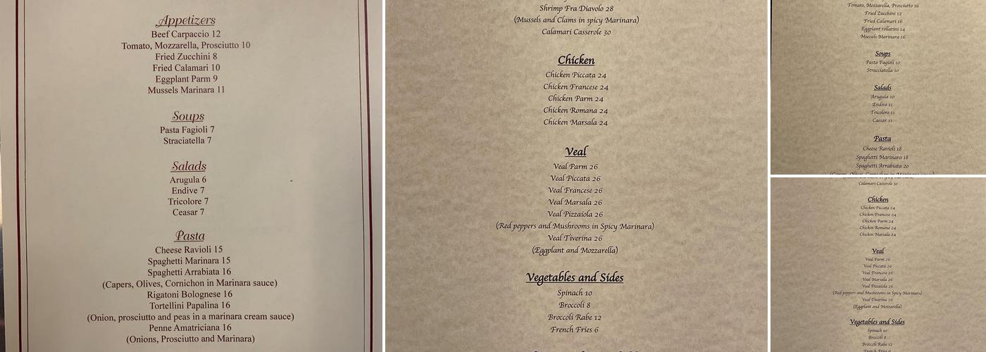 Buon Gusto Restaurant Menu