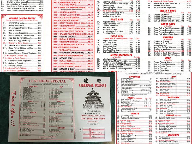 China King Menu