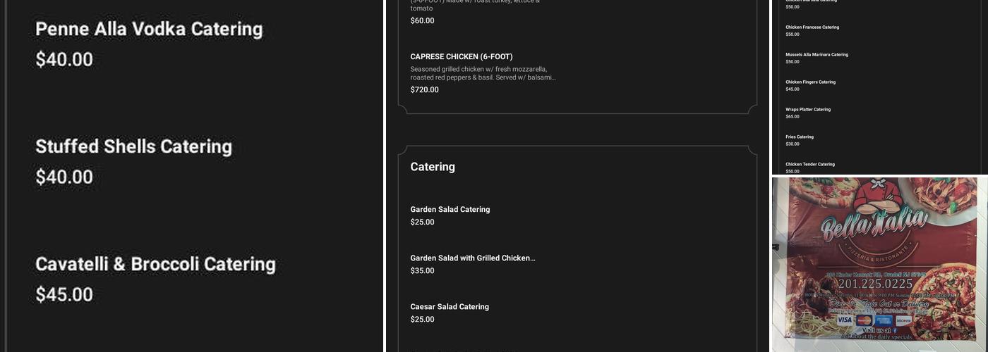 Bella Italia Pizzeria Menu