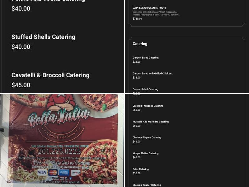 Bella Italia Pizzeria Menu