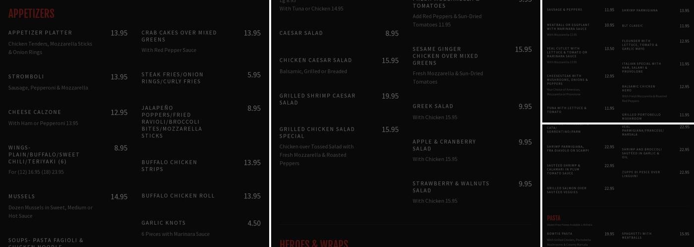 Ness Pizza Menu