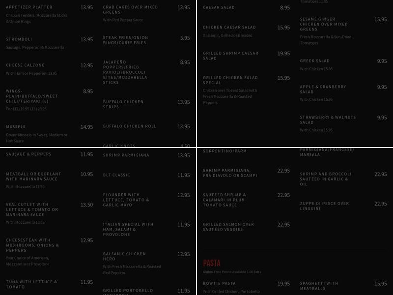 Ness Pizza Menu