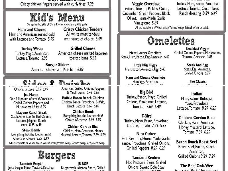 Tamiami Subs Menu