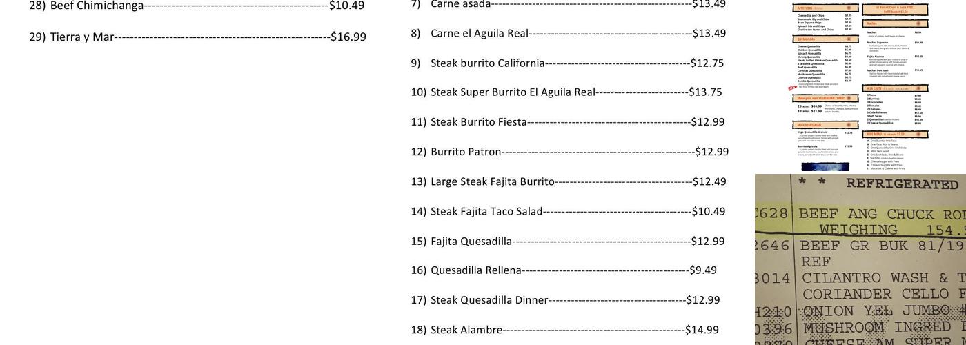 Las Lomas Mexican Restaurant Menu