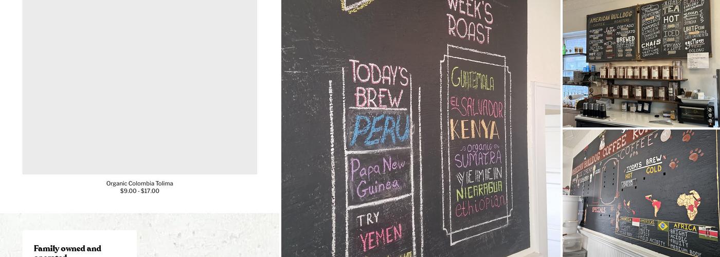 American Bulldog Coffee Roasters Menu