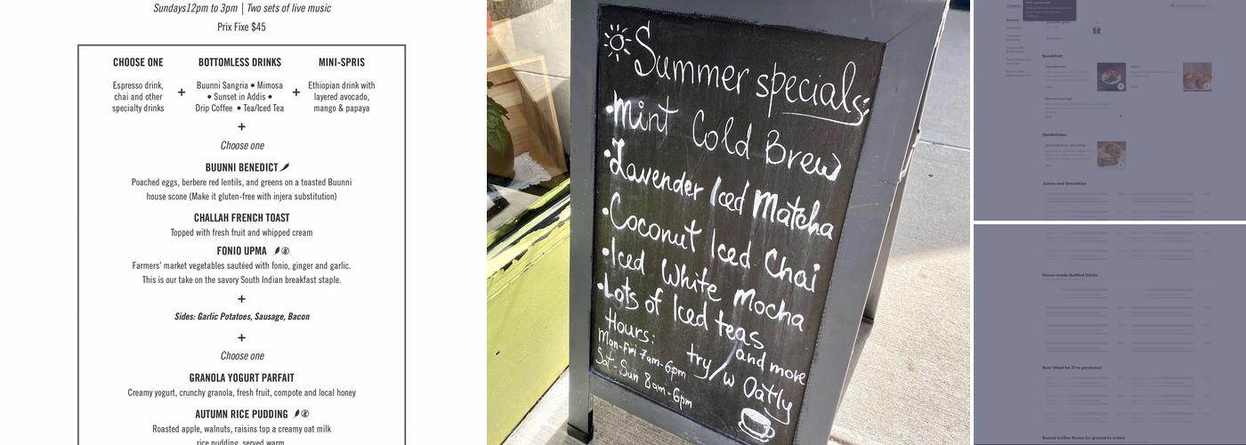 Buunni Coffee - Pinehurst Menu