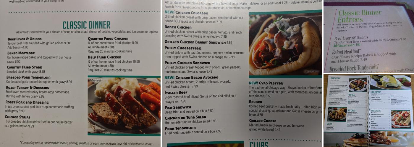 Two Sisters Restaurant Menu