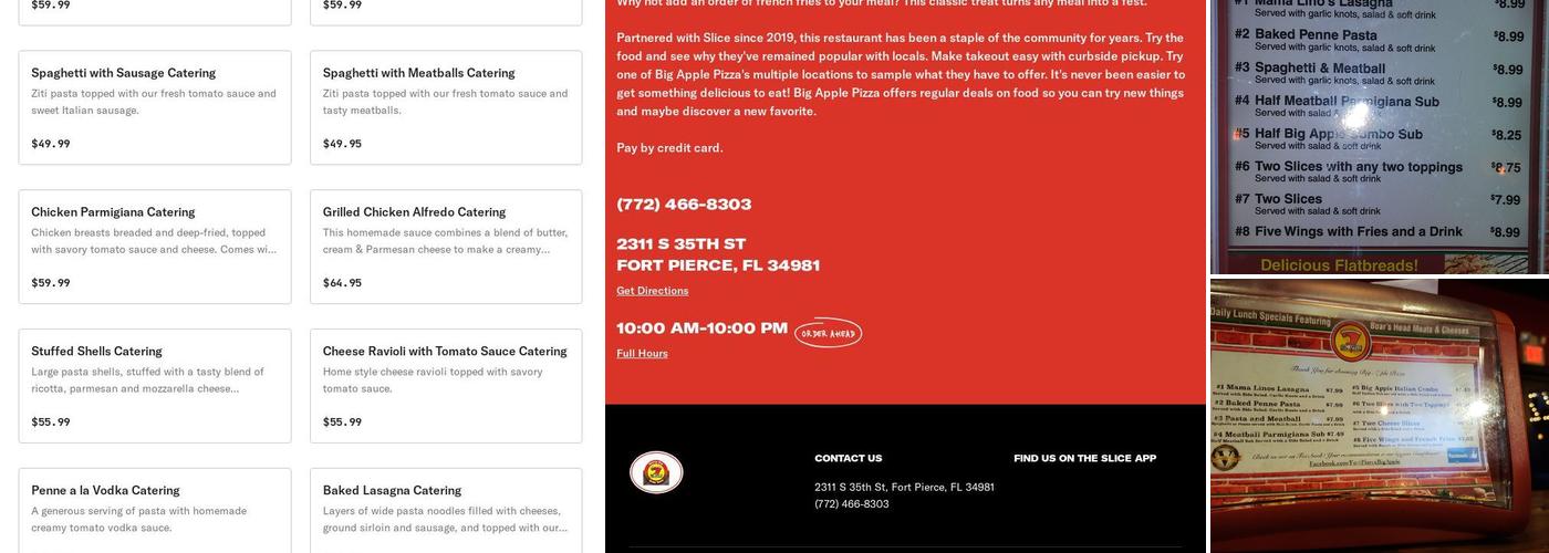 Big Apple Pizza Menu