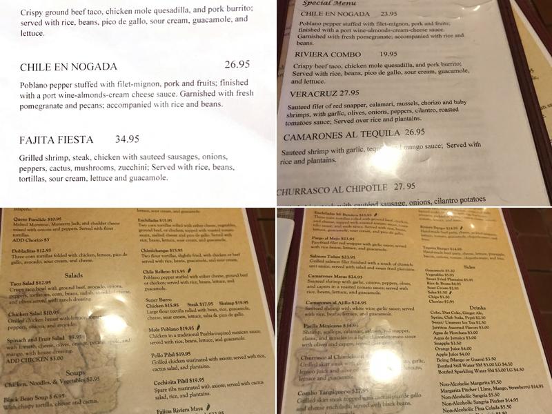 Riviera Maya Menu