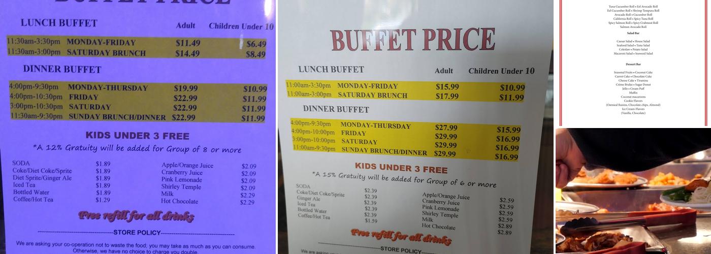 Dynasty Buffet Menu
