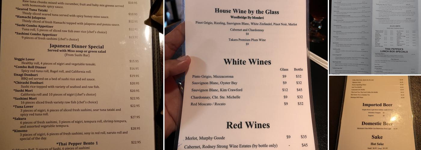 Thai Pepper Restaurant Menu