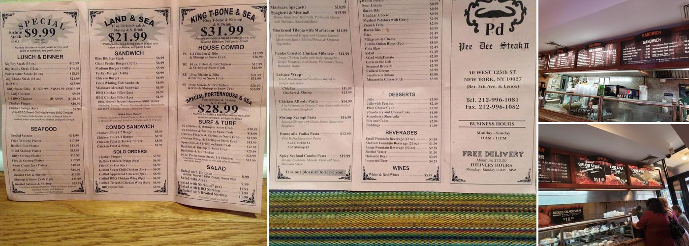Pee Dee Steak House Menu