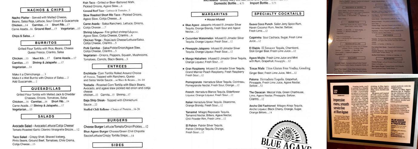 Blue Agave Menu