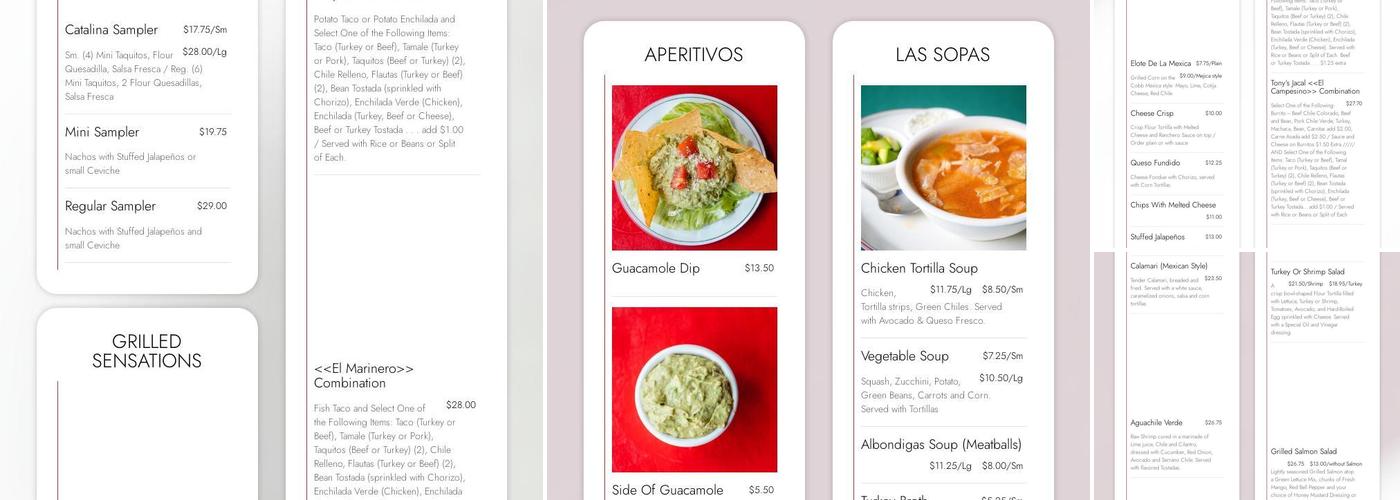 Tony's Jacal Menu